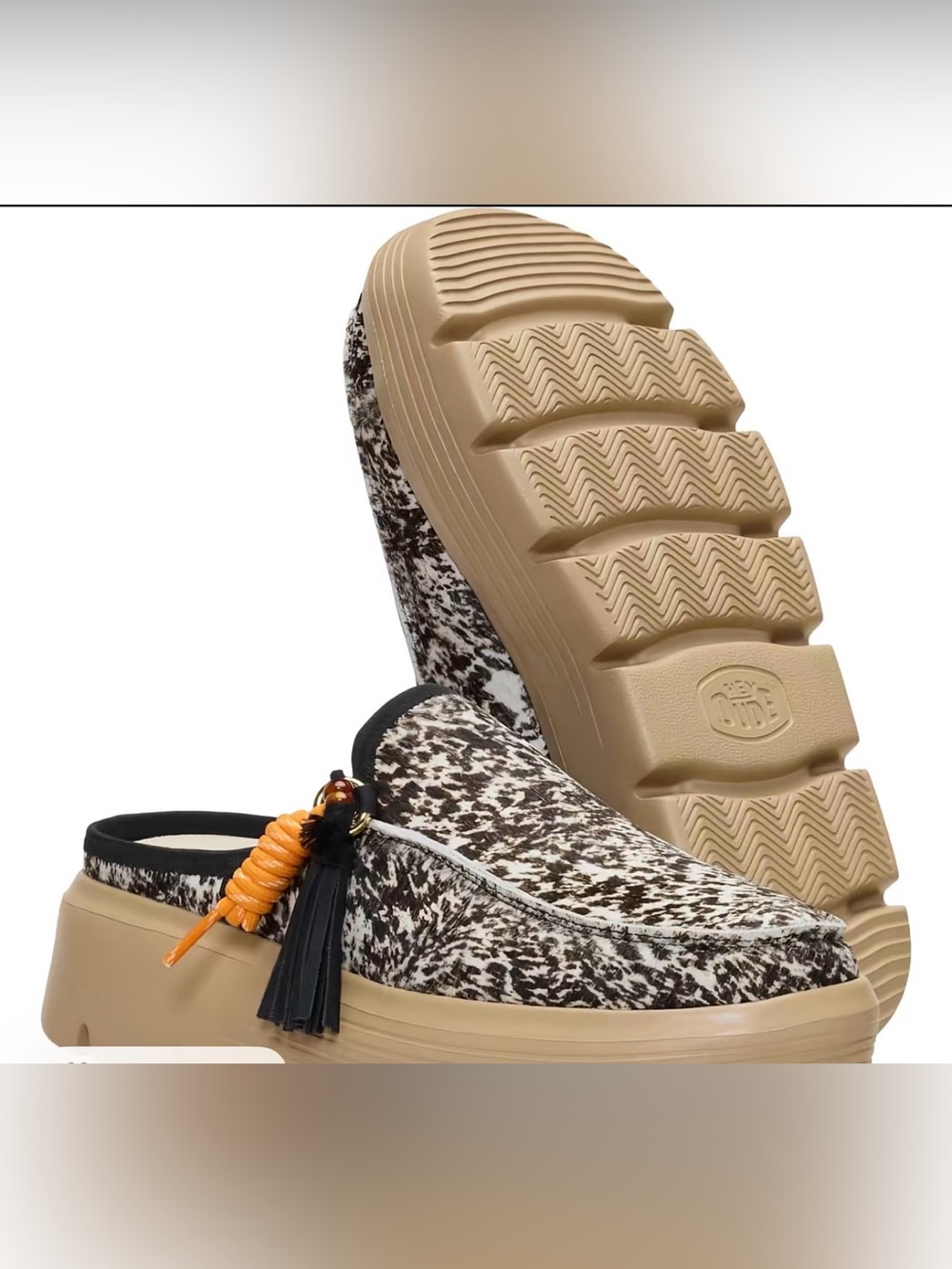 Hey Dude Austin Edge Luxe Cow Print Spotted Animal Size 8 Women
